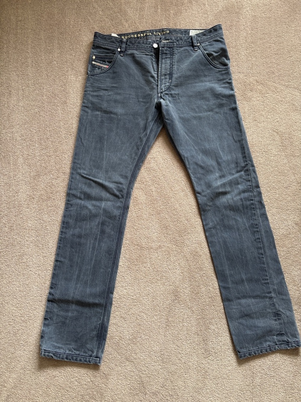 Diesel Men's Straight Jeans in Washed Black